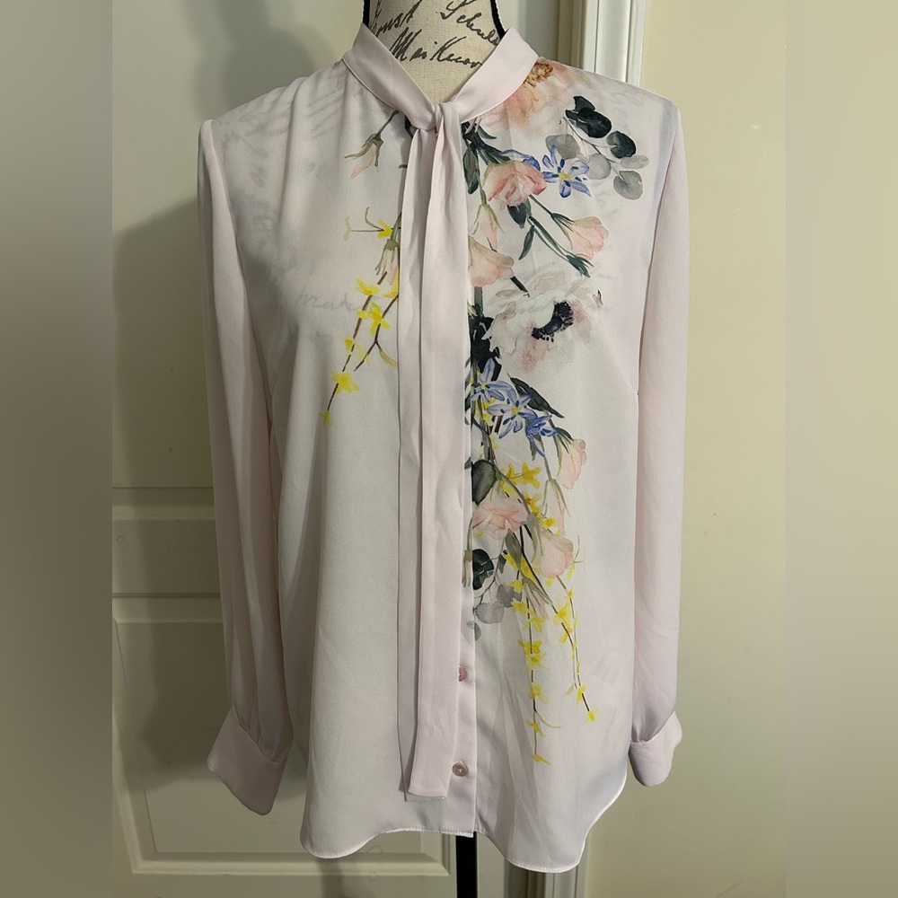 Ted Baker Pink Flora Long Sleeve Blouse - Picture 2 of 9